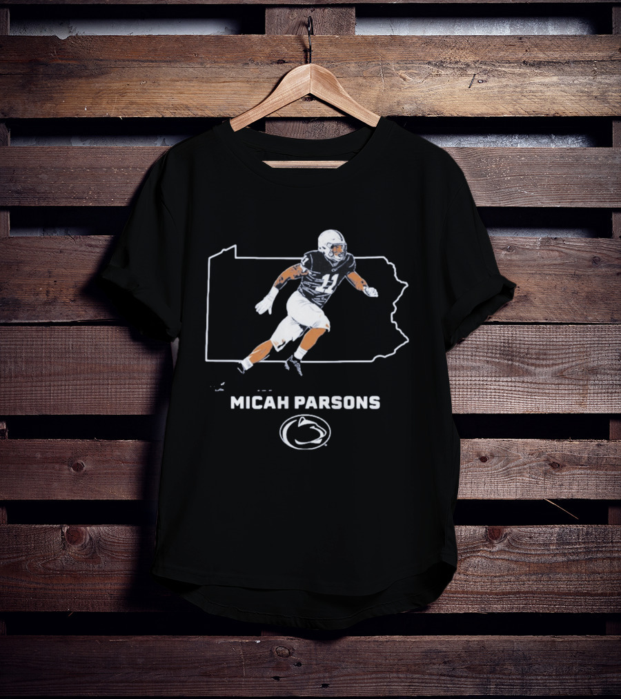 Micah Parsons Penn State Football Player With State T-Shirt