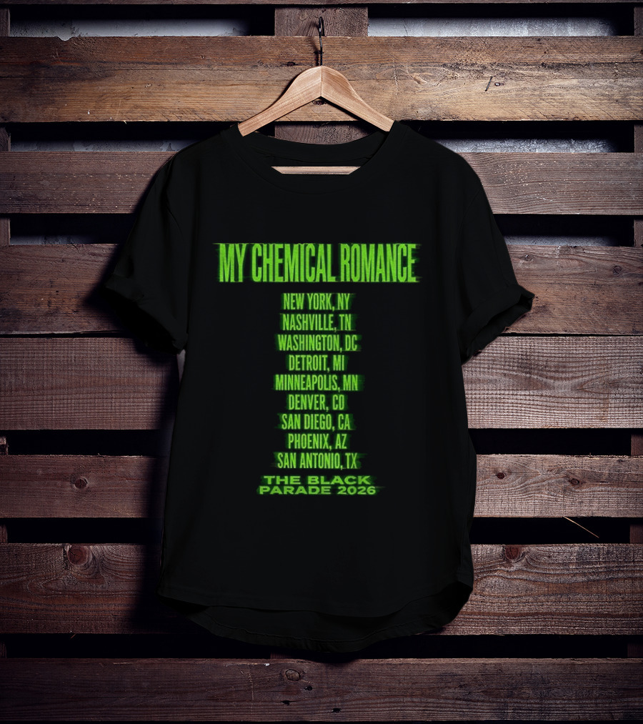 My Chemical Romance The Black Parade 2026 New York City Nashville Washington Detroit Minneapolis Denver San Diego Phoenix San Antonio Tour Dates T-Shirt