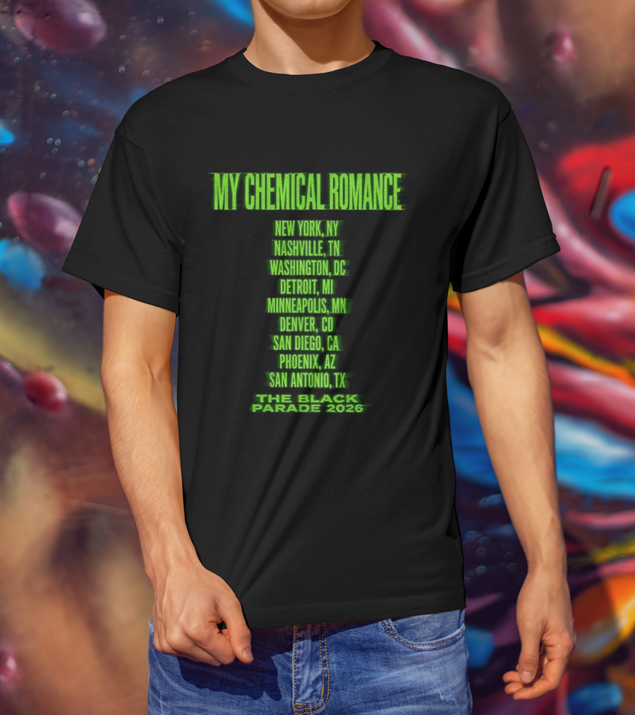 My Chemical Romance The Black Parade 2026 New York City Nashville Washington Detroit Minneapolis Denver San Diego Phoenix San Antonio Tour Dates T-Shirt