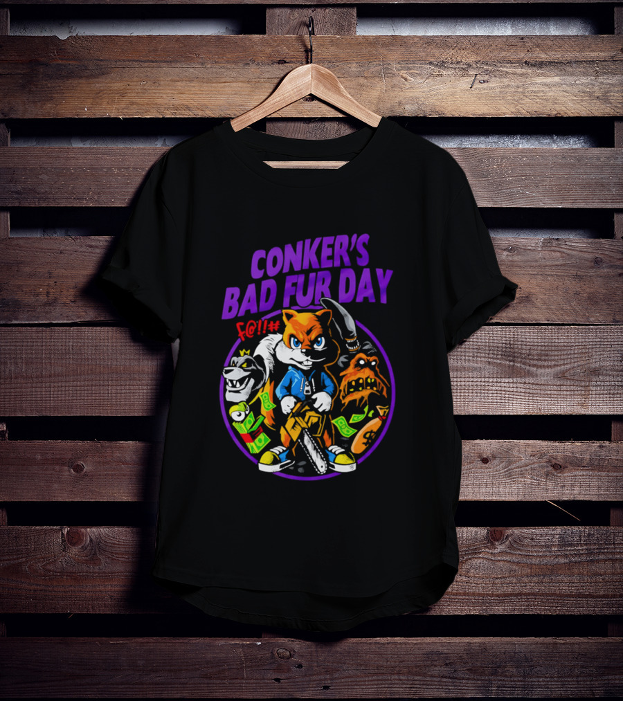 Conker's Bad Fur Day Chainsaw Squirrel Gaming Money T-Shirt