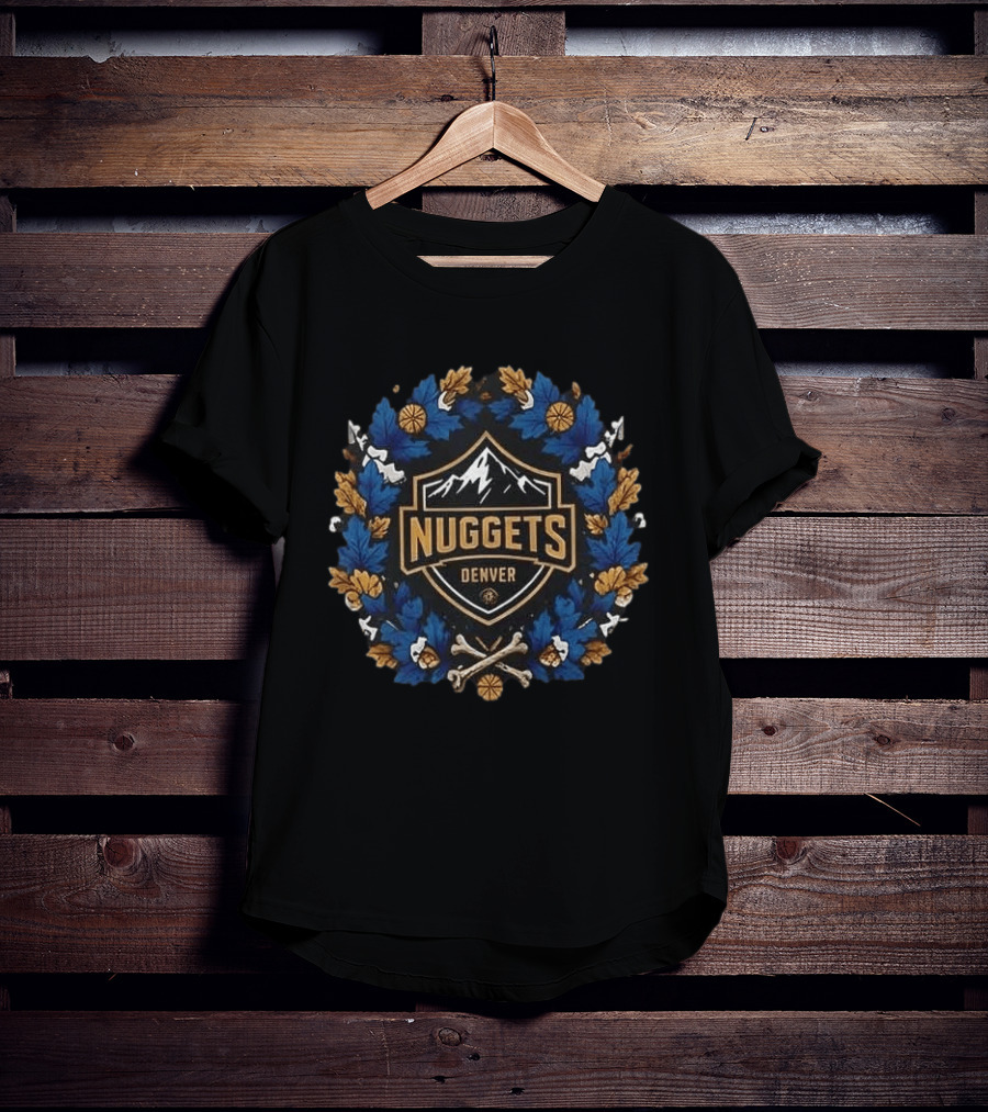 Denver Nuggets Maple Leaves Skull Bats Basketball Halloween T-Shirt