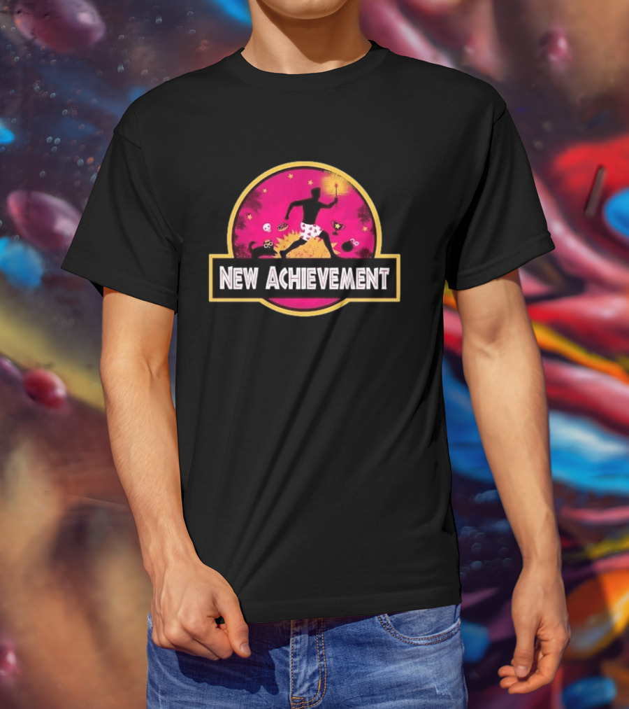 New Achievement Running Man Heart Boxers Torch Jurassic T-Shirt