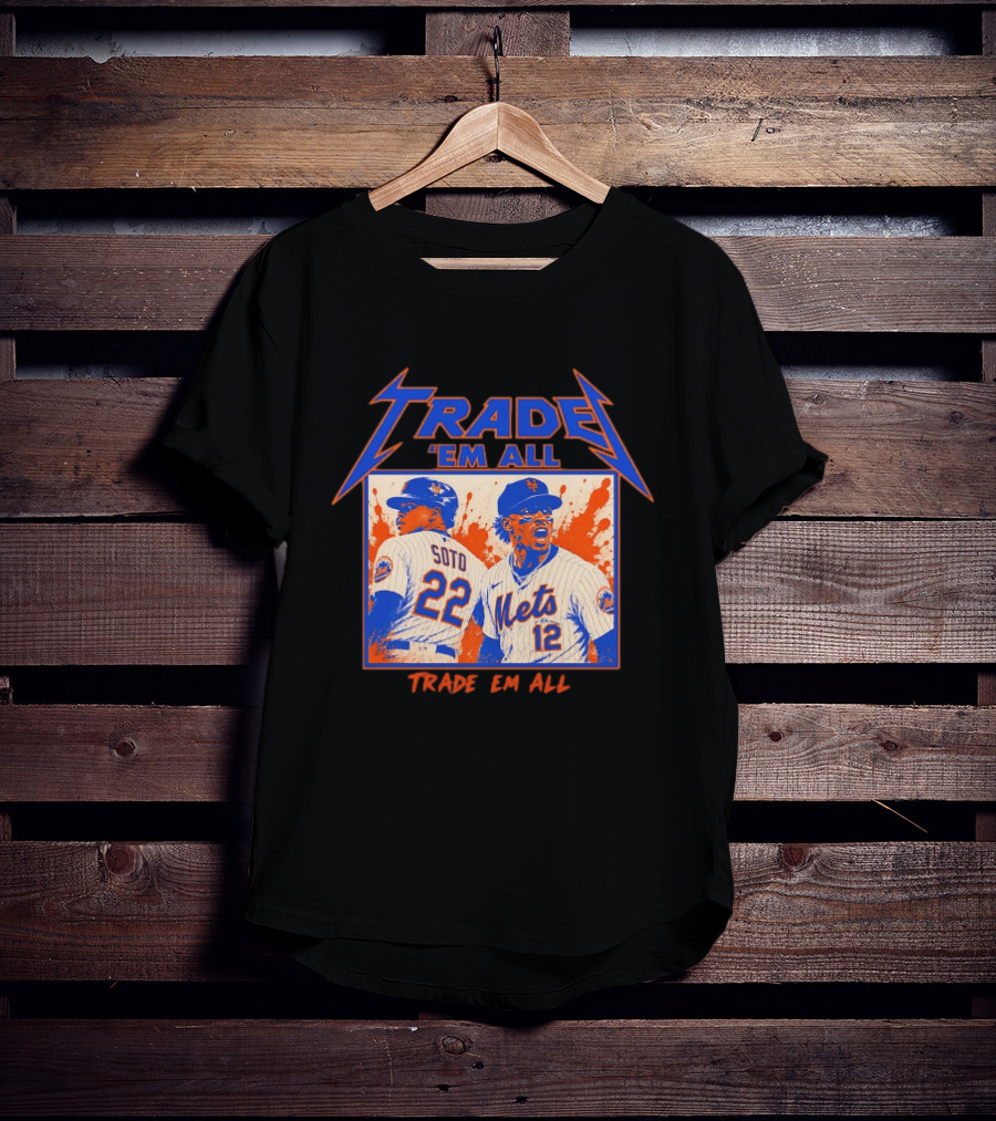 New York Mets Trade Em All Soto Heavy Metal Splatter Player Photos T-Shirt