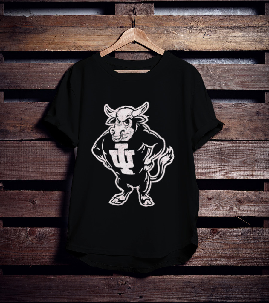 Indiana Hoosiers NCAA Vintage Style Distressed Muscular Bull T-Shirt