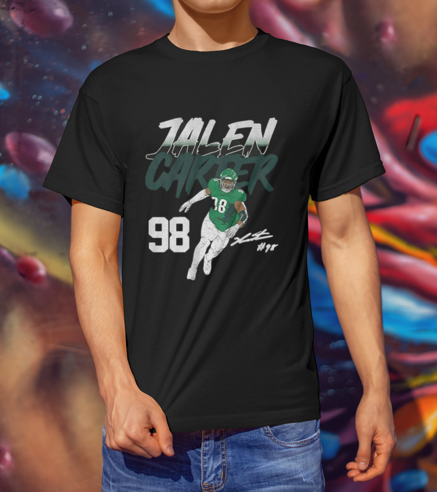 Jalen Carter Philadelphia Eagles 98 Football Player Signature T-Shirt