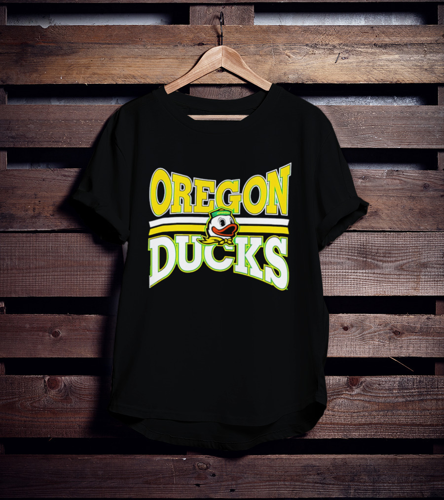 Oregon Ducks Cartoon Sailor Cap Green Yellow Stripes T-Shirt