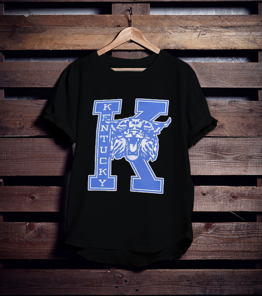Kentucky Wildcats NCAA Distressed Block Letter K Wildcats Head T-Shirt
