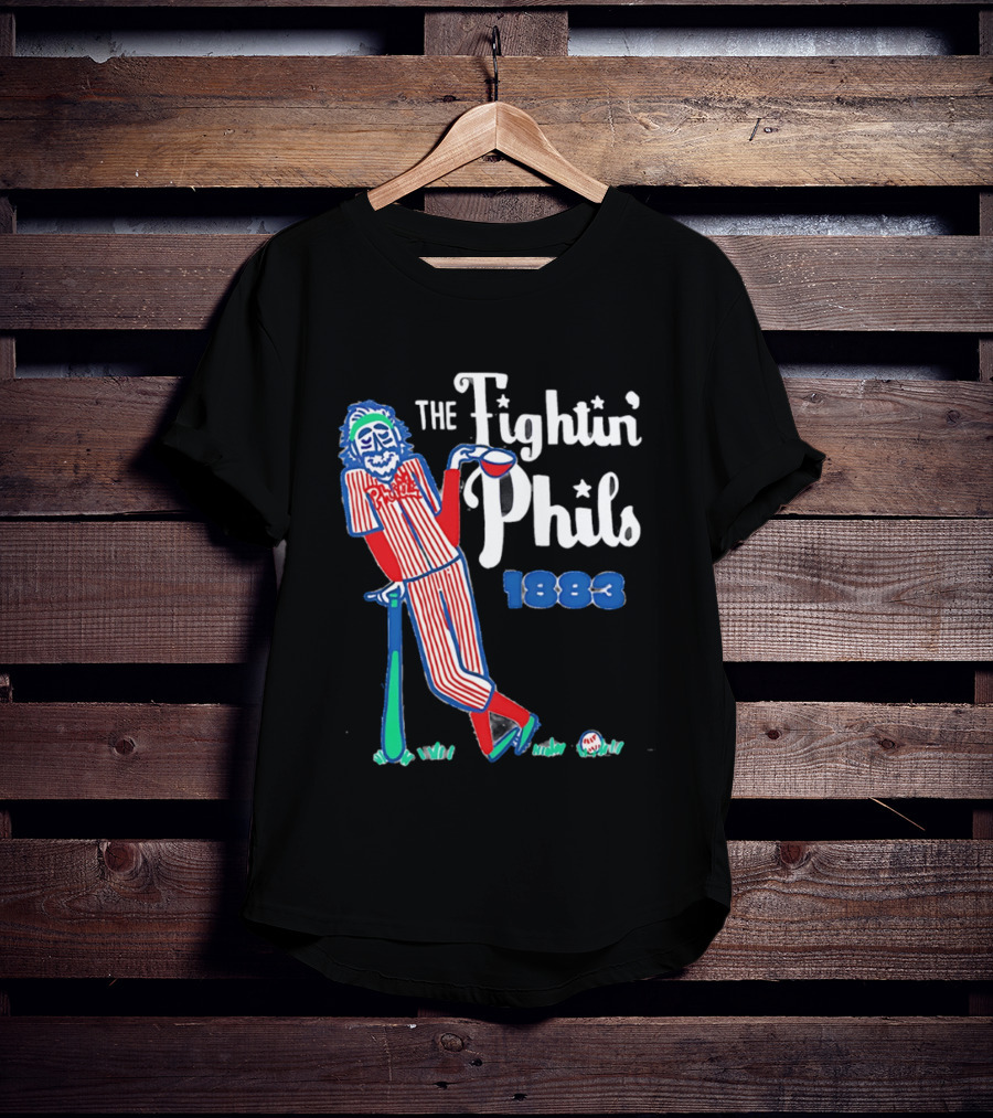 Phillies The Fightin' Phils 1883 Vintage Baseball Character With Bat And Ball T-Shirt