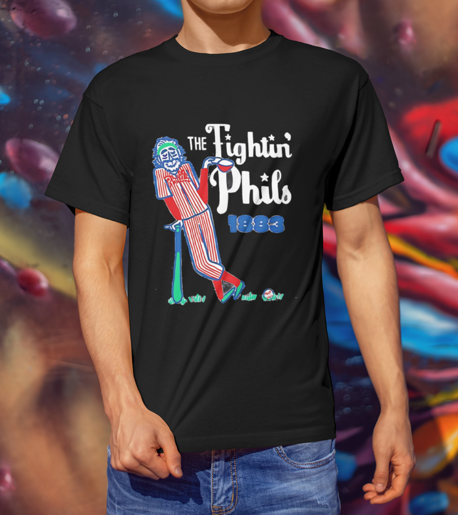 Phillies The Fightin' Phils 1883 Vintage Baseball Character With Bat And Ball T-Shirt