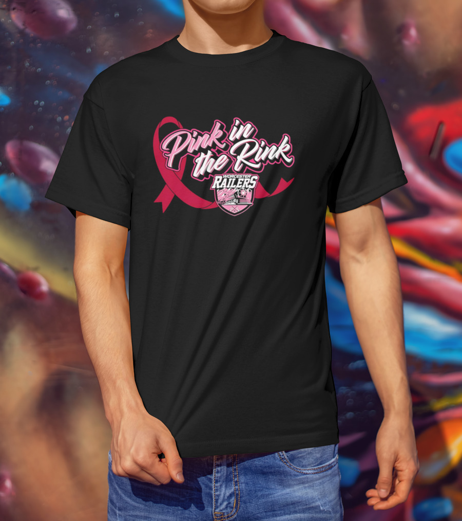 Pink In The Rink Worcester Railers Breast Cancer Awareness Event T-Shirt