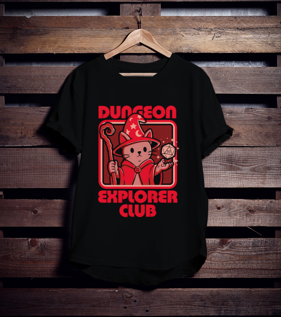 Dungeon Explorer Club RPG Mage Cat T-Shirt