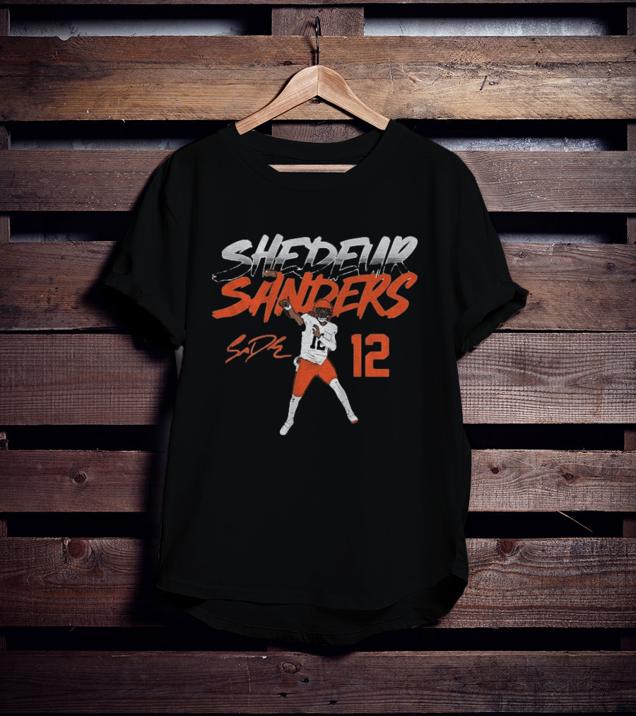 Shedeur Sanders Football Pose Number 12 Cleveland Player T-Shirt