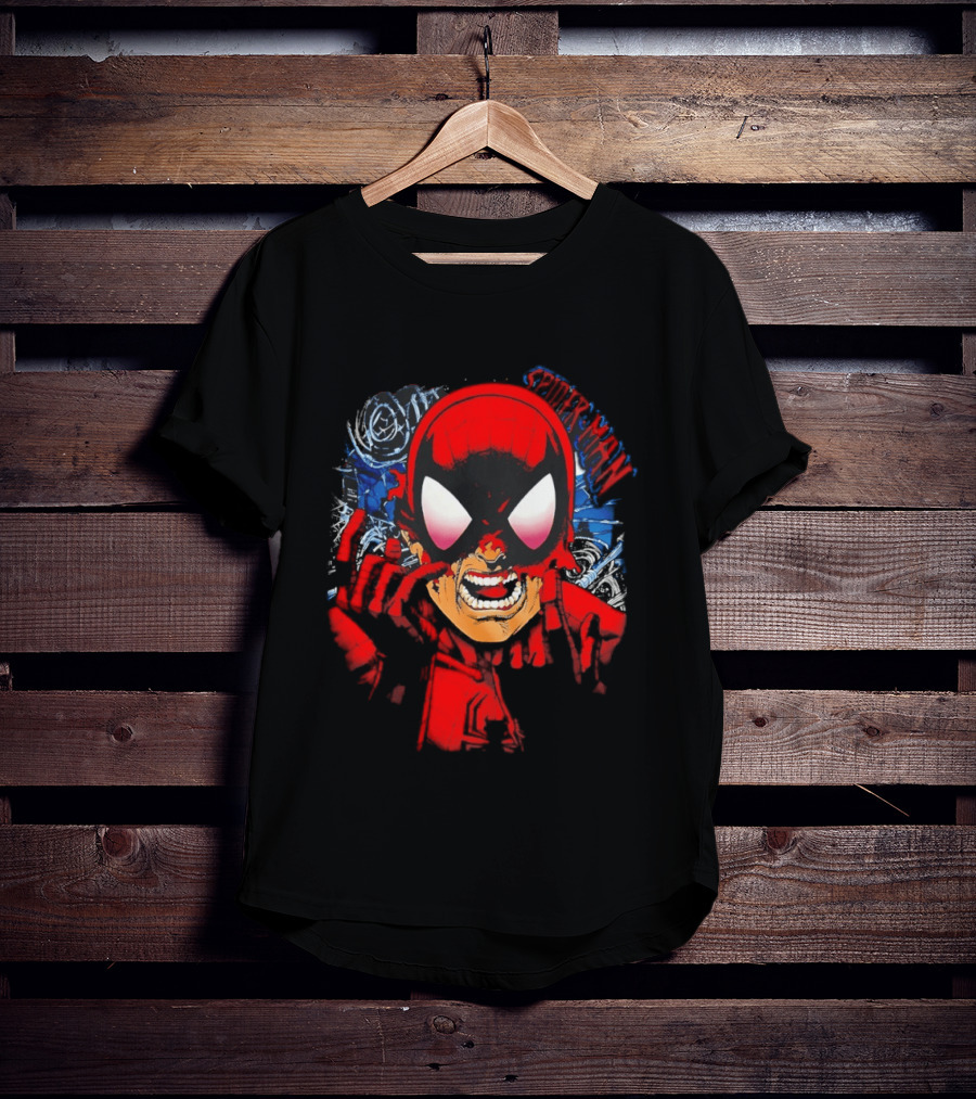 Spider Man Marvel Comics Pulling Off Mask Action T-Shirt