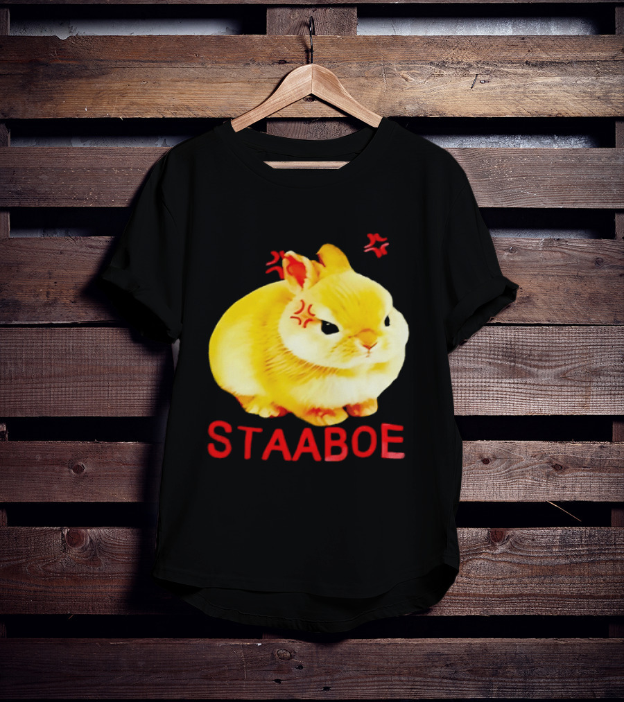 Staaboe Angry Fluffy Yellow Rabbit Red Marks T-Shirt