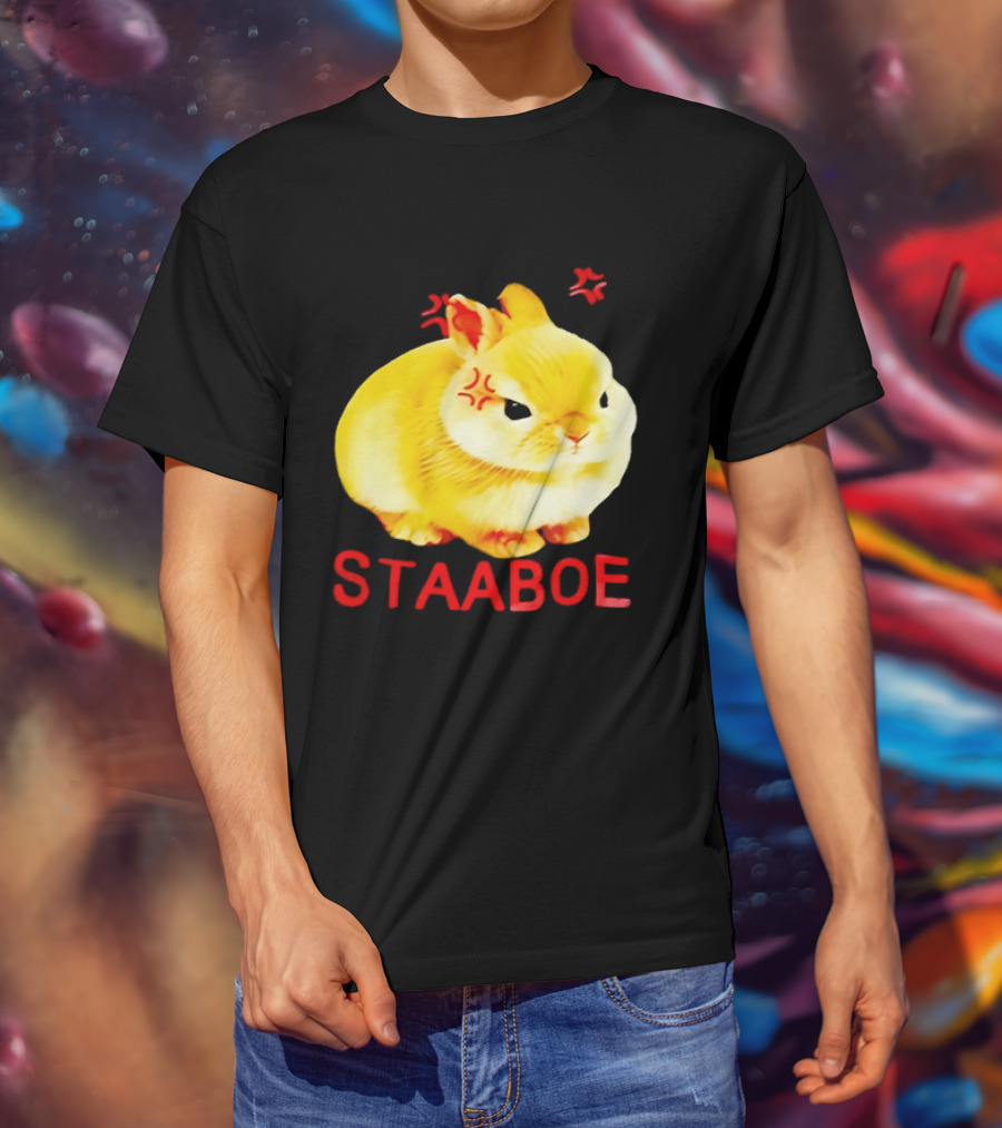 Staaboe Angry Fluffy Yellow Rabbit Red Marks T-Shirt