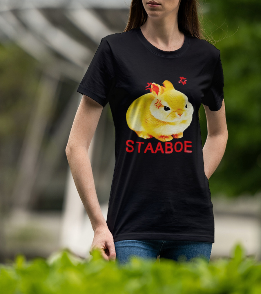 Staaboe Angry Fluffy Yellow Rabbit Red Marks T-Shirt