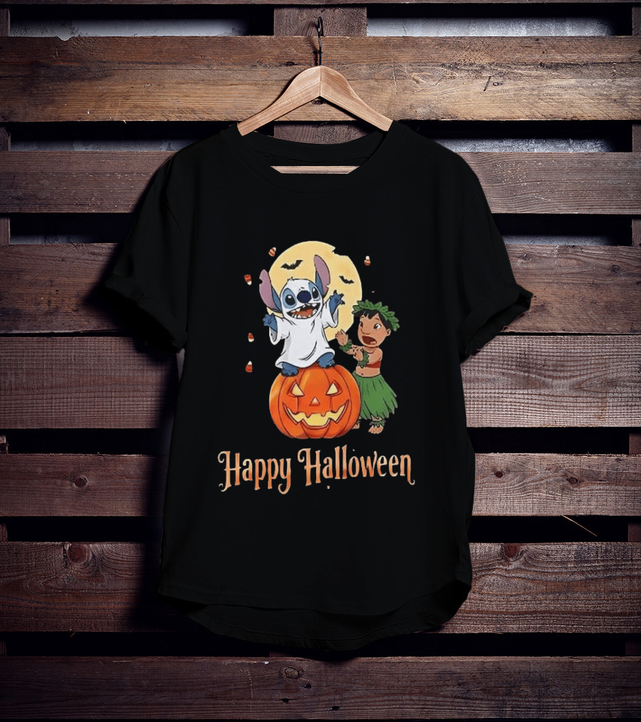 Stitch Halloween Happy Pumpkin Lilo Ghost Costume T-Shirt