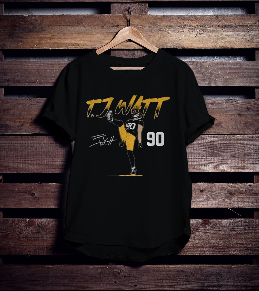 T.J. Watt Pose Pittsburgh Football 90 Player Name Number T-Shirt