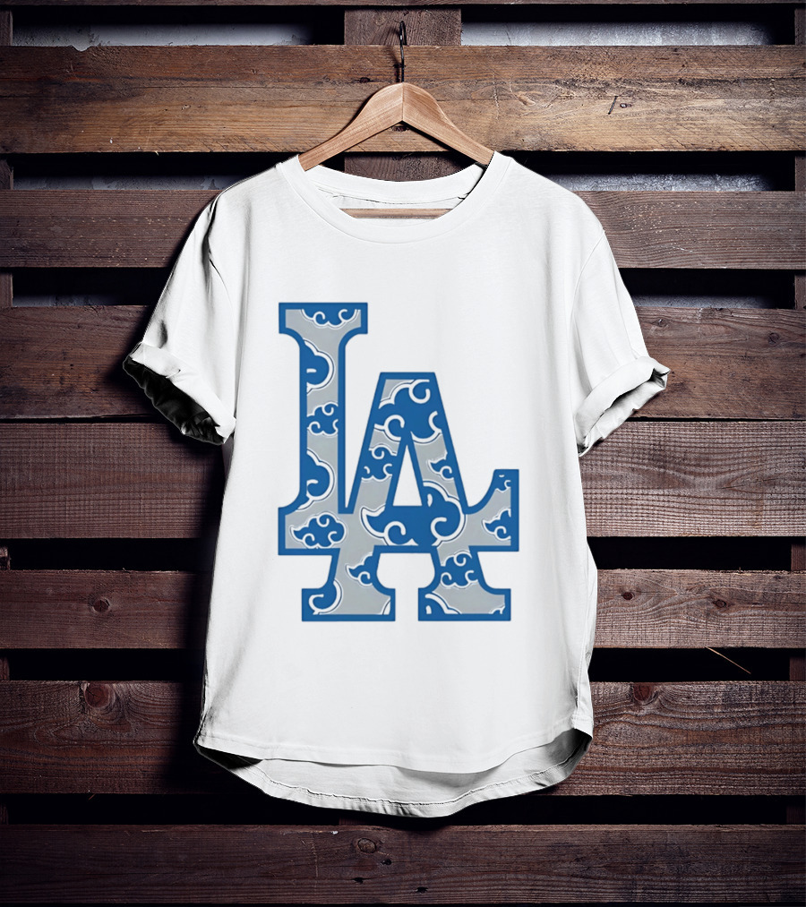 LA Kumo Royal Pattern Clouds Blue Silver T-Shirt
