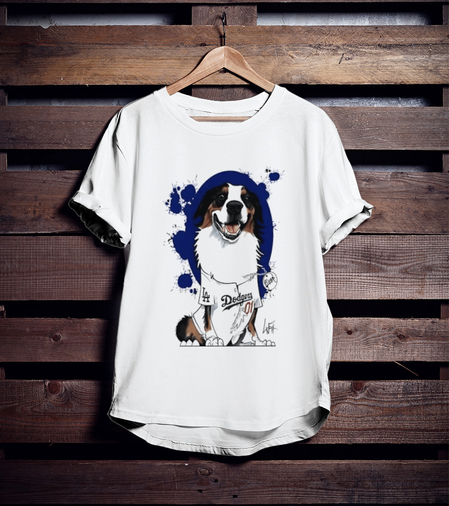 Los Angeles Dodgers MLB Kygo Cartoon Australian Shepherd Dog Paint Splatter T-Shirt