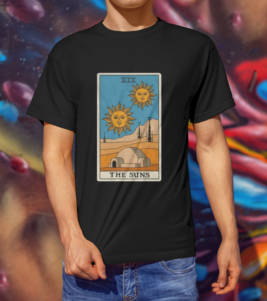 XIX The Suns Twin Suns Tarot Card Star Wars Tatooine Desert Dome T-Shirt
