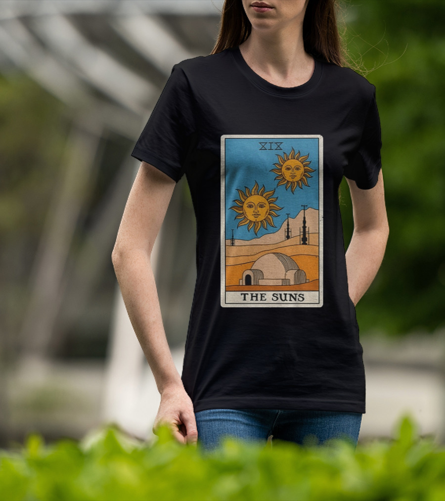 XIX The Suns Twin Suns Tarot Card Star Wars Tatooine Desert Dome T-Shirt