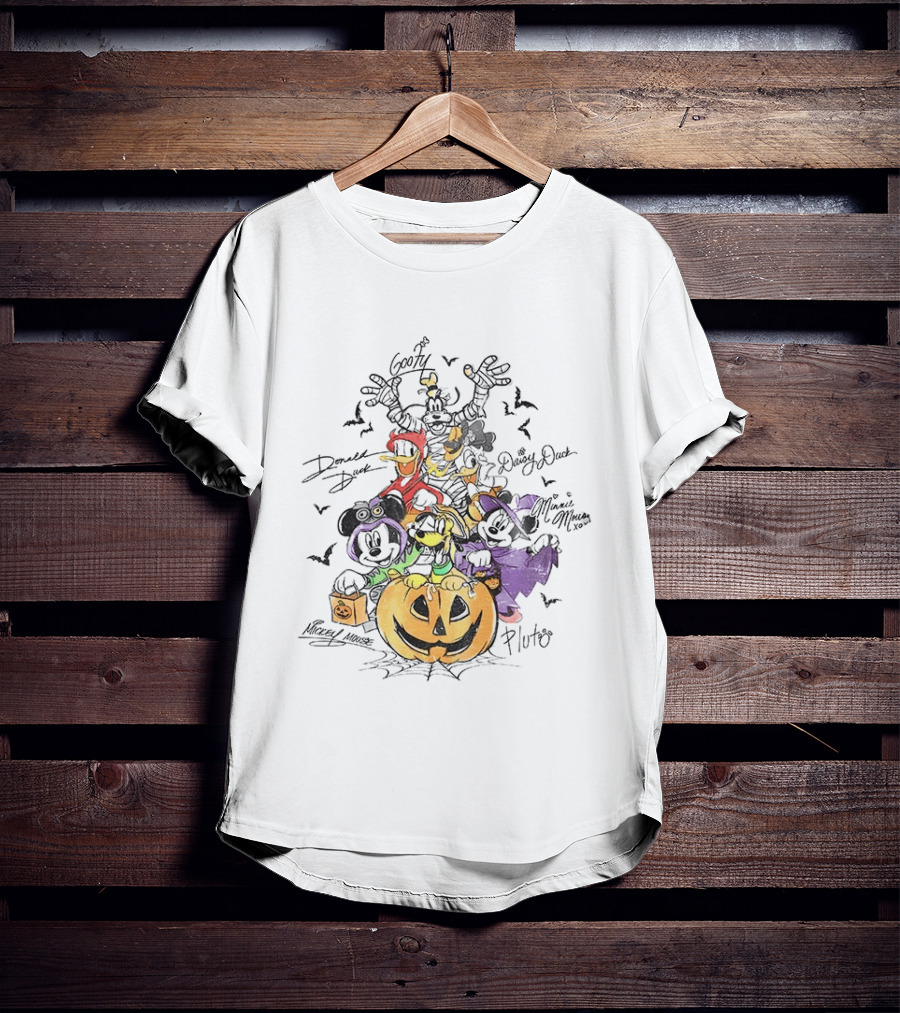 Mickey Minnie Donald Goofy Pluto Daisy Halloween Pumpkin Costume Bash T-Shirt