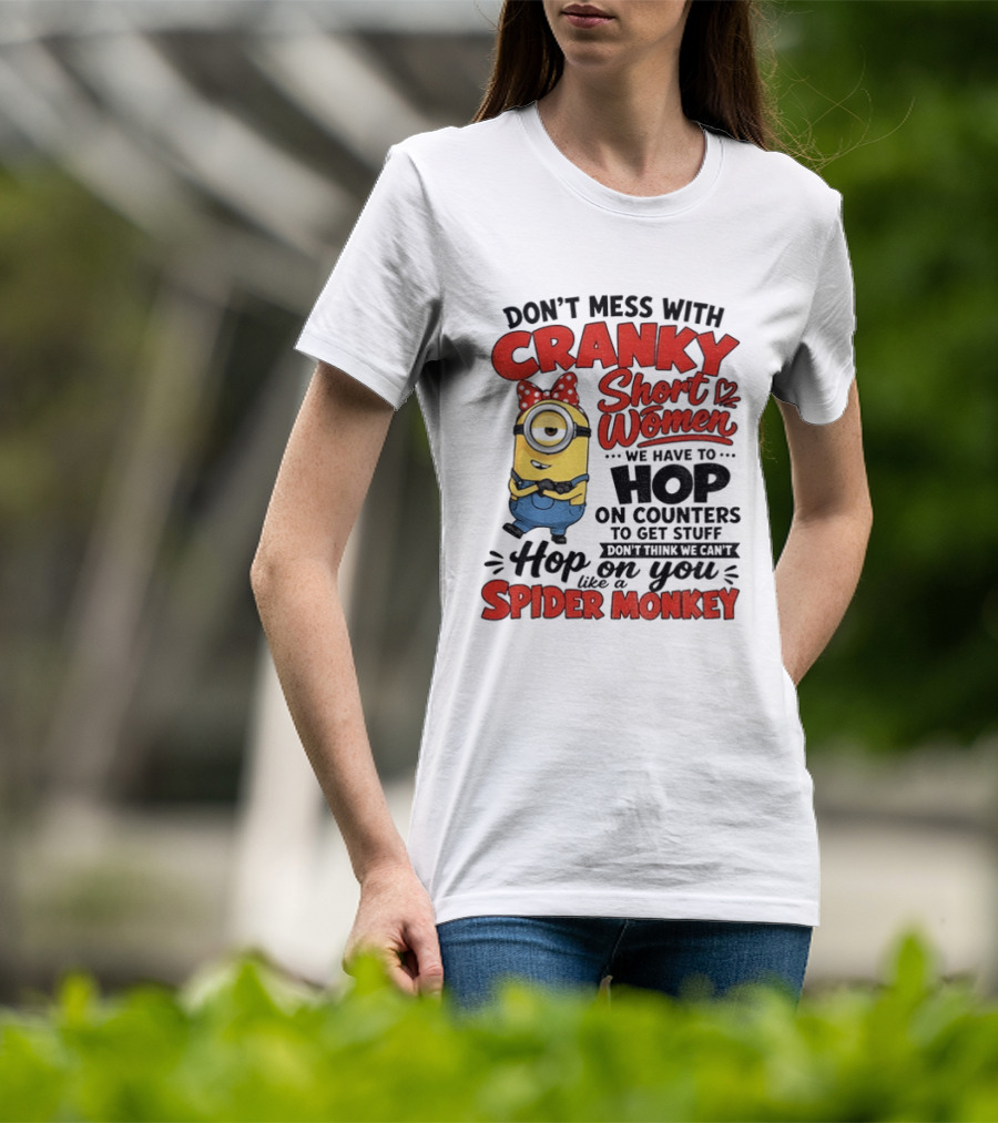 Minion Cranky Short Women Hop On Counters Spider Monkey T-Shirt