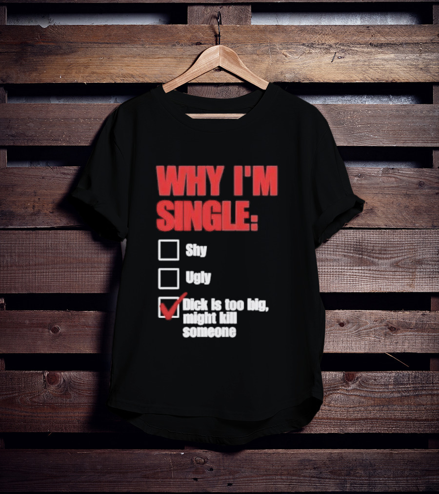 Why I'm Single Checklist Shy Ugly Dick Is Too Big Might Kill Someone Red Check Mark T-Shirt