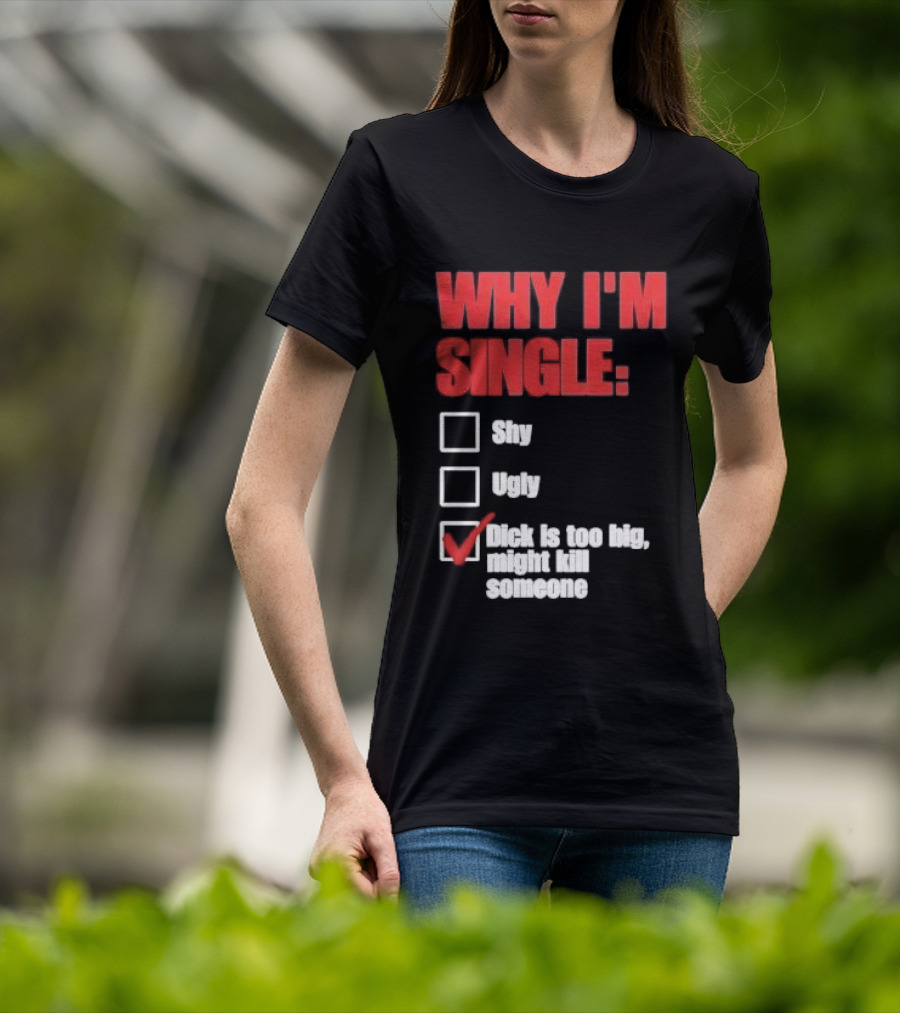 Why I'm Single Checklist Shy Ugly Dick Is Too Big Might Kill Someone Red Check Mark T-Shirt