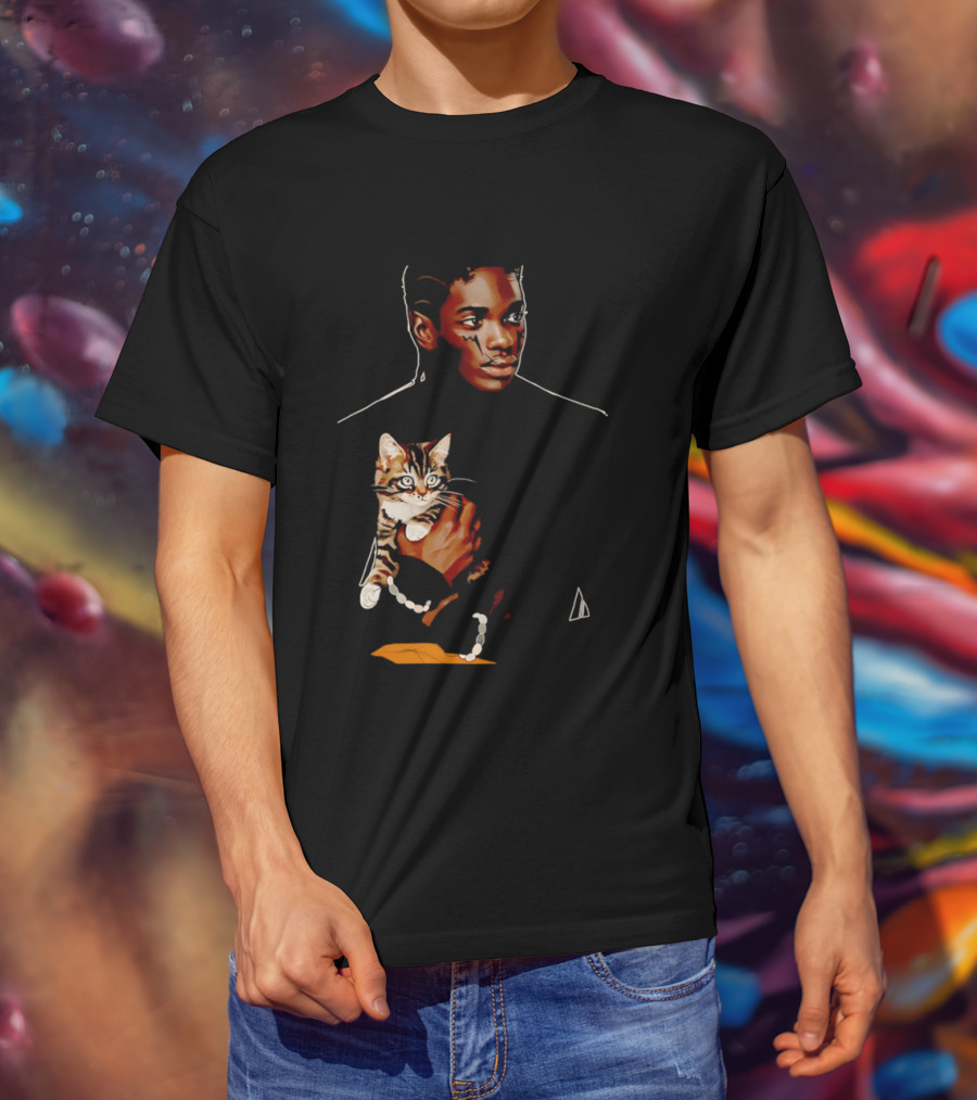 Young Man Holding A Tabby Cat Painting T-Shirt