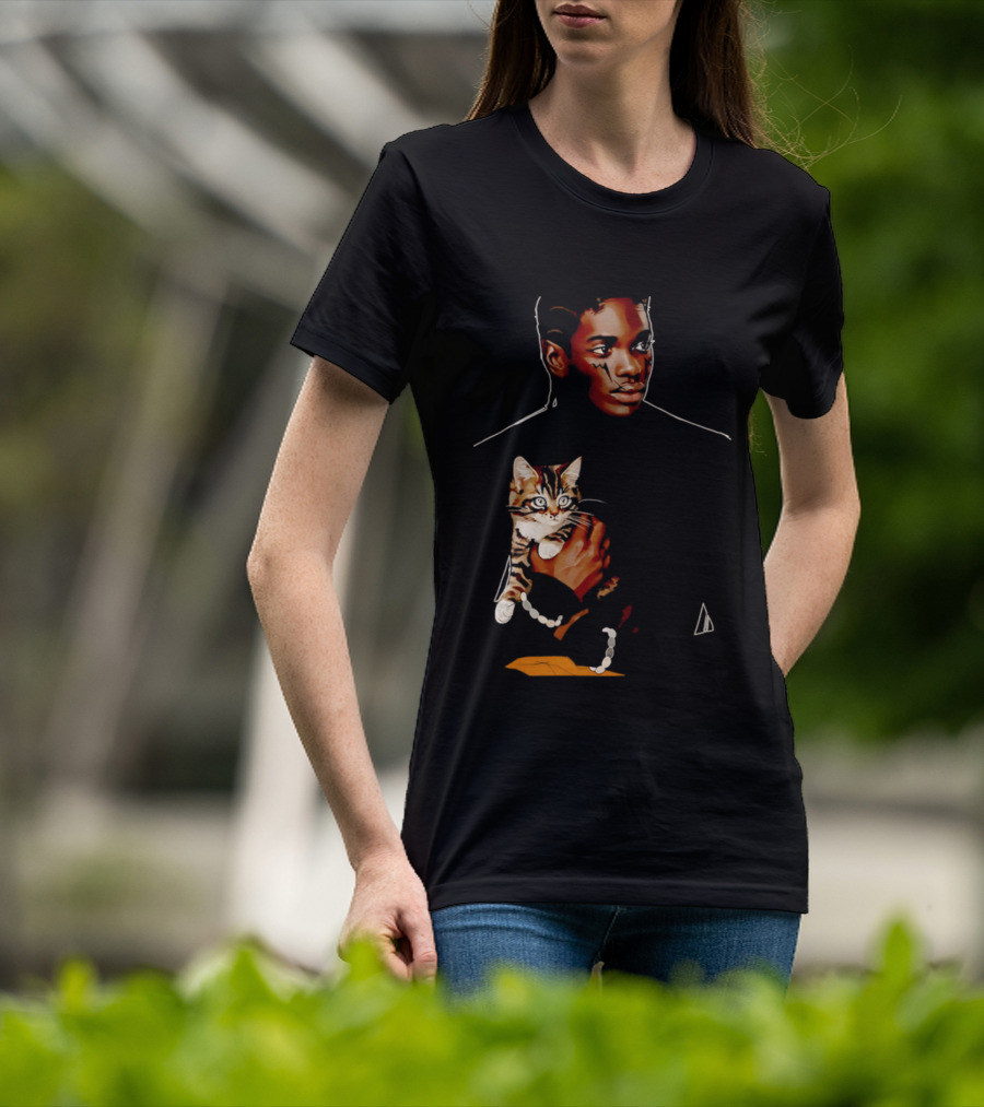 Young Man Holding A Tabby Cat Painting T-Shirt