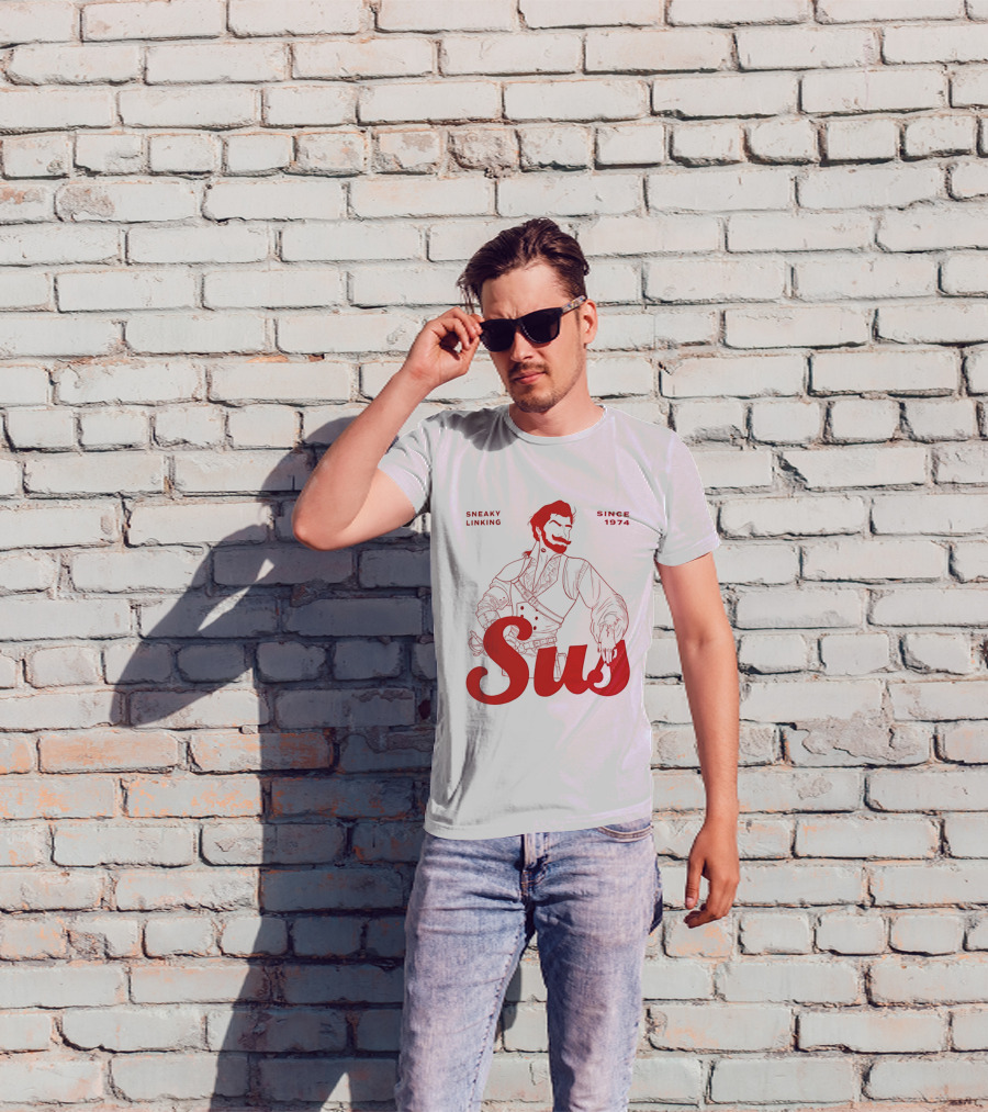 Sneaky Linking Since 1974 Sus Man Red Western T-Shirt