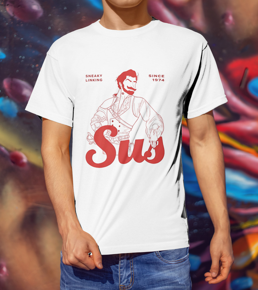 Sneaky Linking Since 1974 Sus Man Red Western T-Shirt