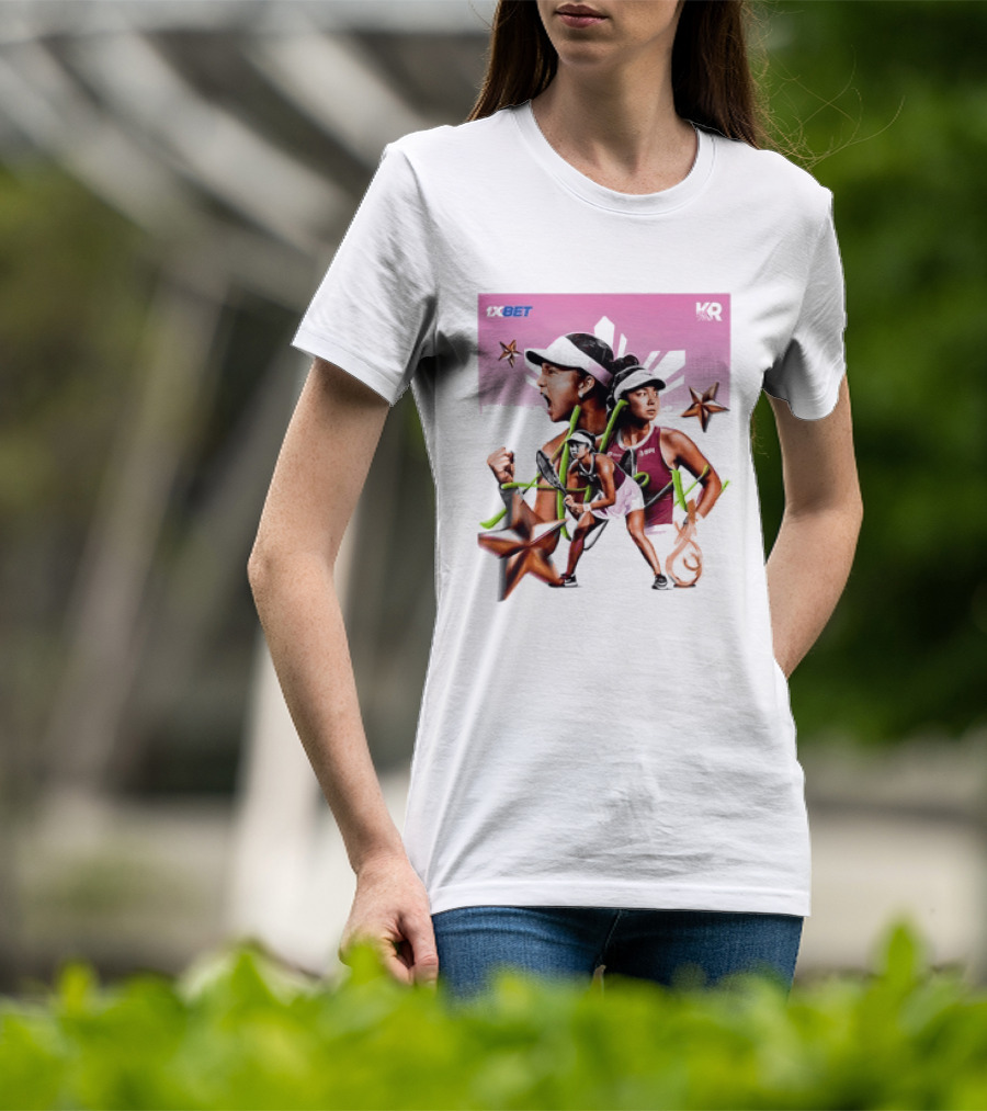 Alex Eala 1XBET Tennis Player Collage Gold Stars Pink T-Shirt