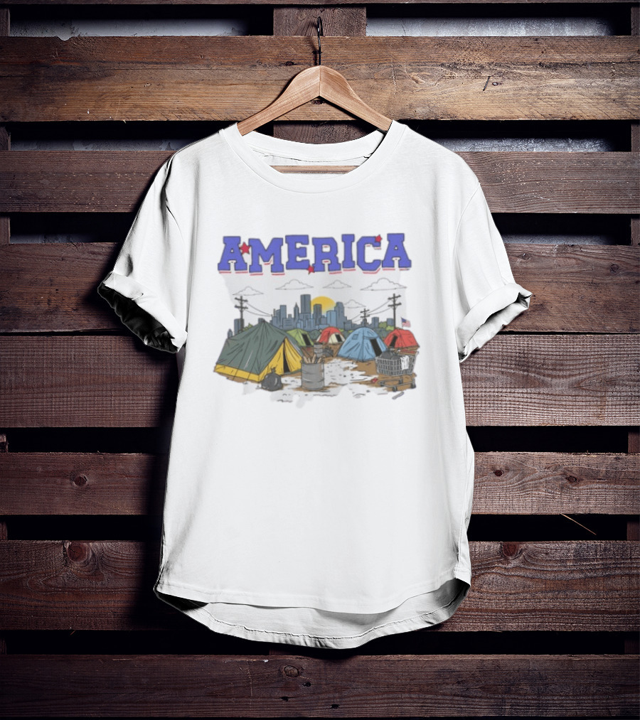 America Cityscape Homeless Encampment T-Shirt