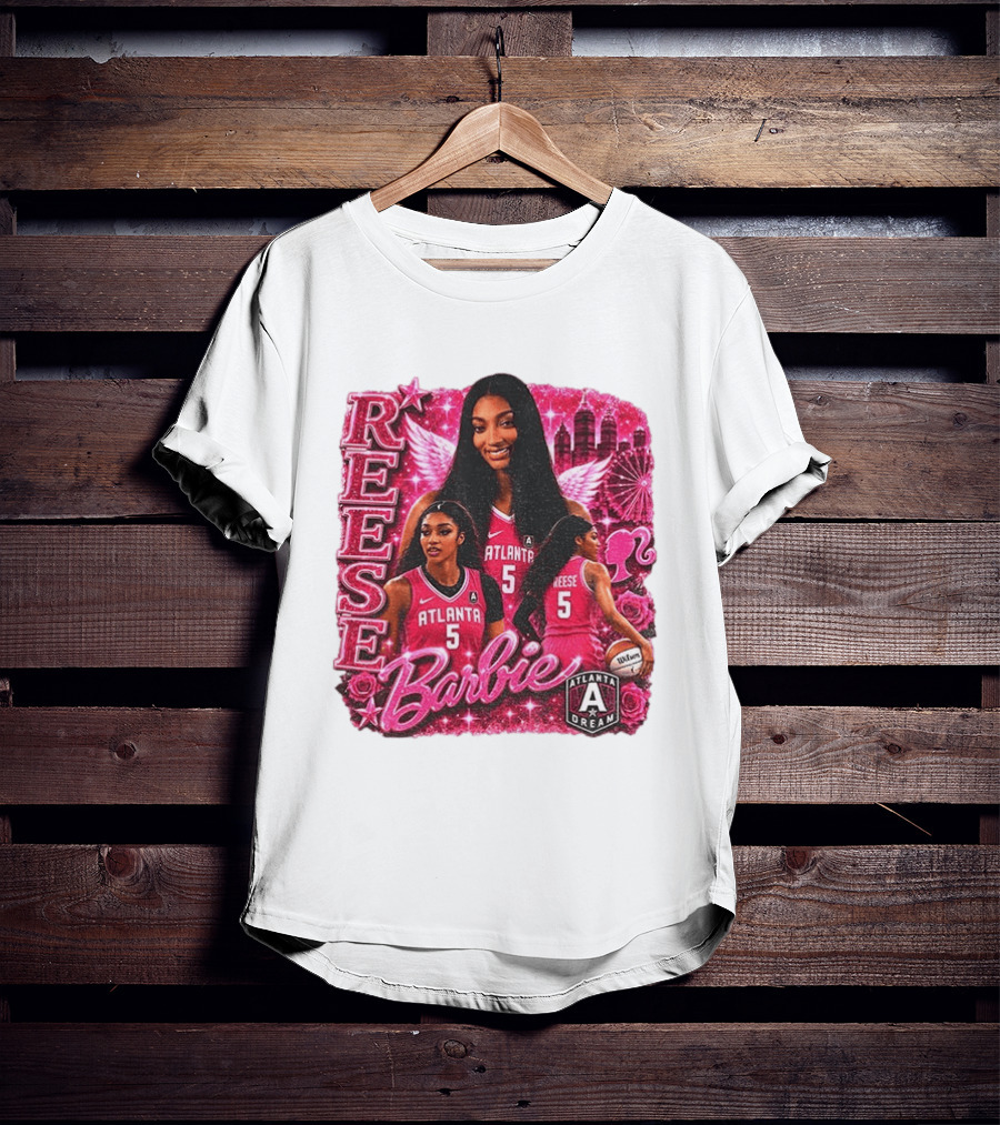 Angel Reese Atlanta Dream Barbie Pink Basketball Collage WNBA T-Shirt