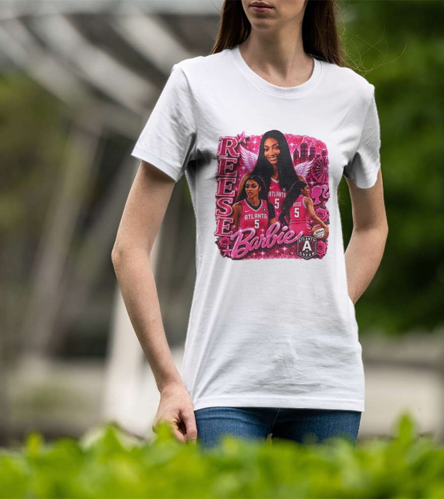 Angel Reese Atlanta Dream Barbie Pink Basketball Collage WNBA T-Shirt
