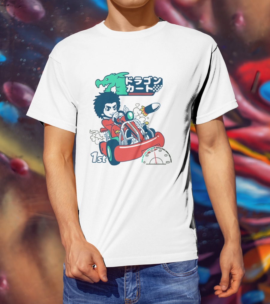 Dragon Kart Japanese Afro Racer 1st Place Red Vehicle Rocket Gauge T-Shirt