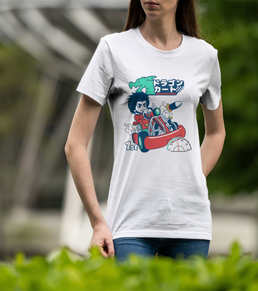Dragon Kart Japanese Afro Racer 1st Place Red Vehicle Rocket Gauge T-Shirt