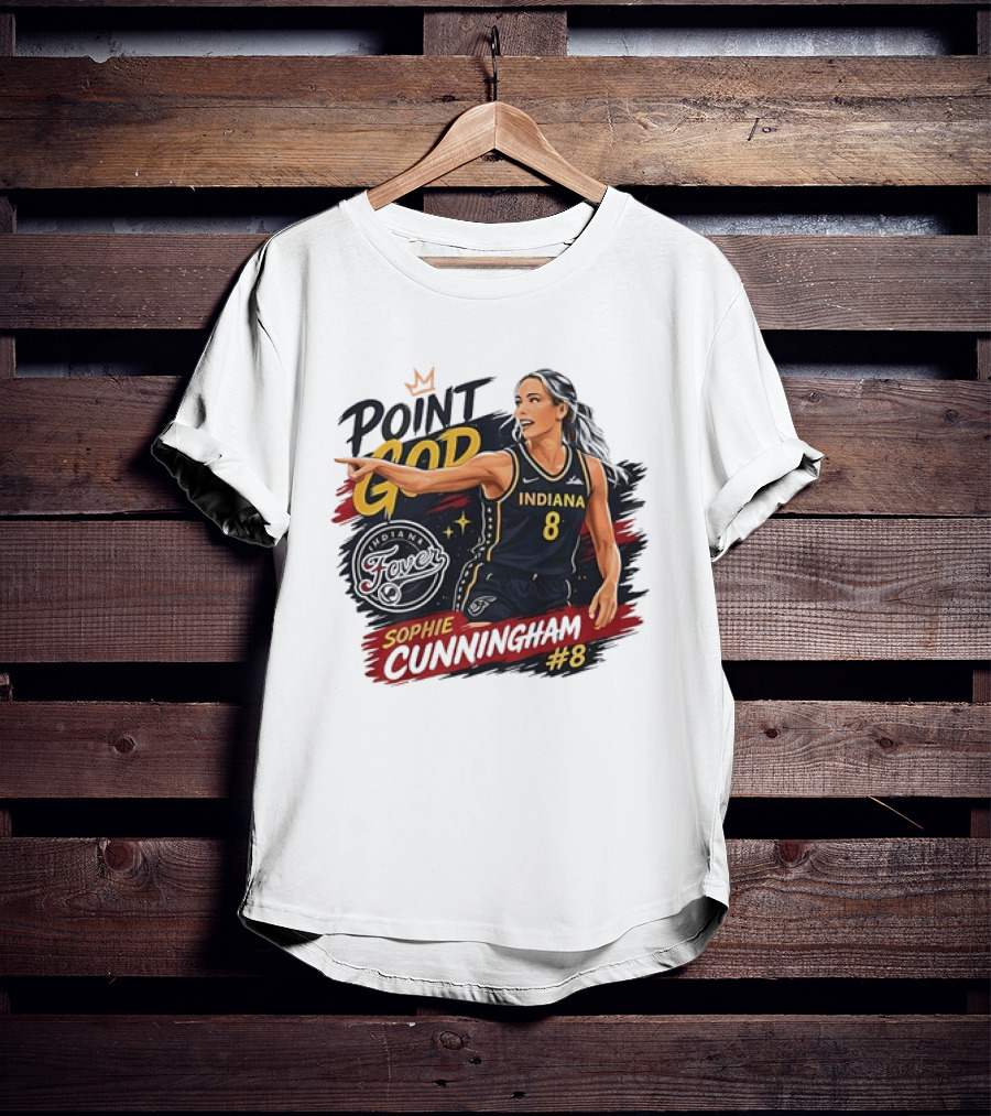 Indiana Fever WNBA Sophie Cunningham Point God #8 Basketball Player Painting T-Shirt