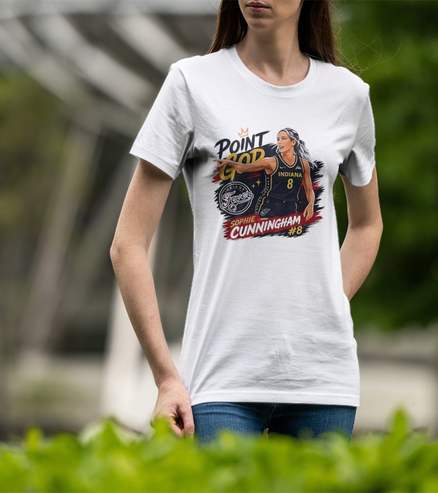 Indiana Fever WNBA Sophie Cunningham Point God #8 Basketball Player Painting T-Shirt