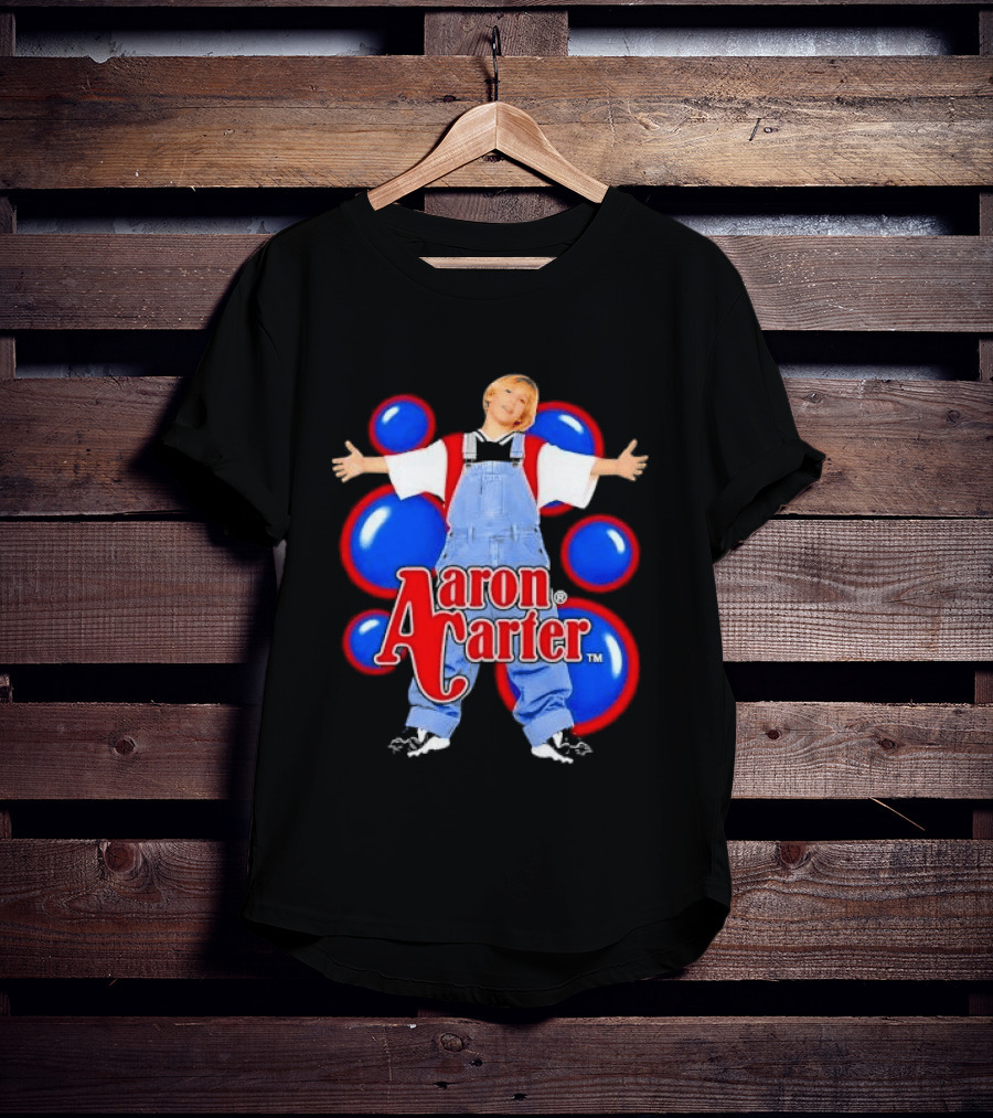 Aaron Carter Denim Overalls Bubbles Photo Bootleg T-Shirt