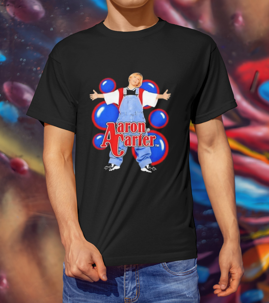 Aaron Carter Denim Overalls Bubbles Photo Bootleg T-Shirt