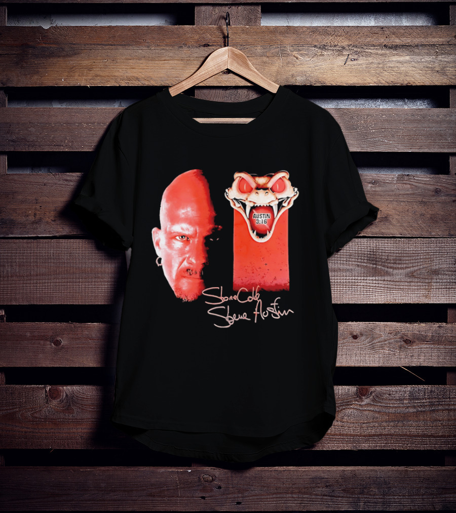 Austin 3 16 Stone Cold Steve Red Rattlesnake Head Signature T-Shirt