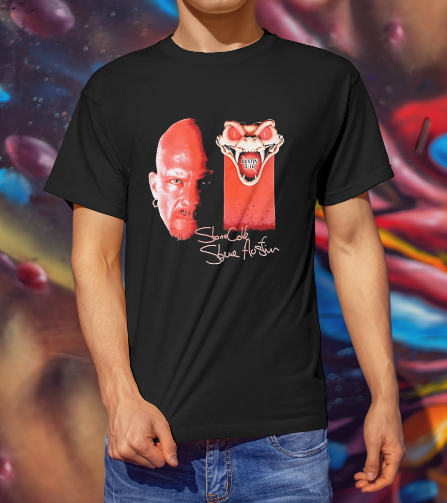 Austin 3 16 Stone Cold Steve Red Rattlesnake Head Signature T-Shirt