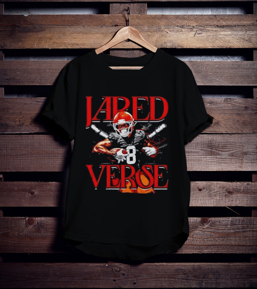 Jared Verse Number 8 Football Player Carrying Ball Distressed Bootleg T-Shirt