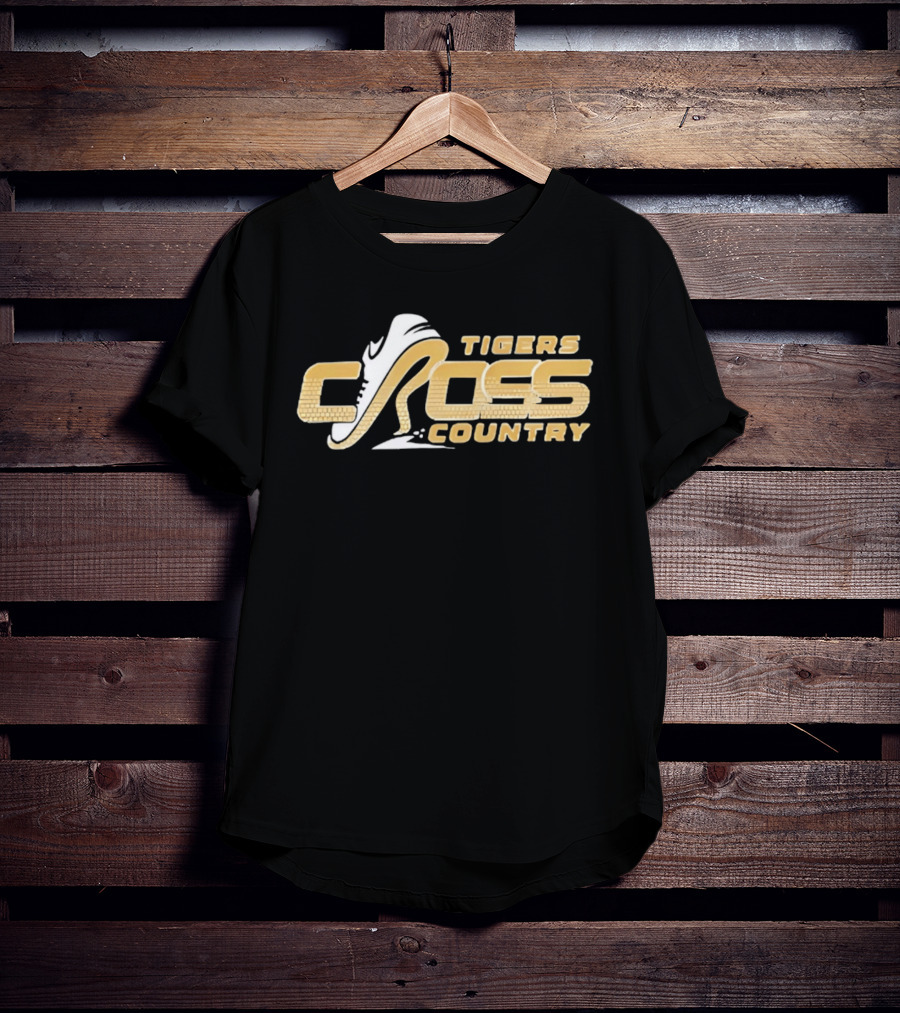 Tigers Cross Country Running Shoe Gold Brick Texture T-Shirt