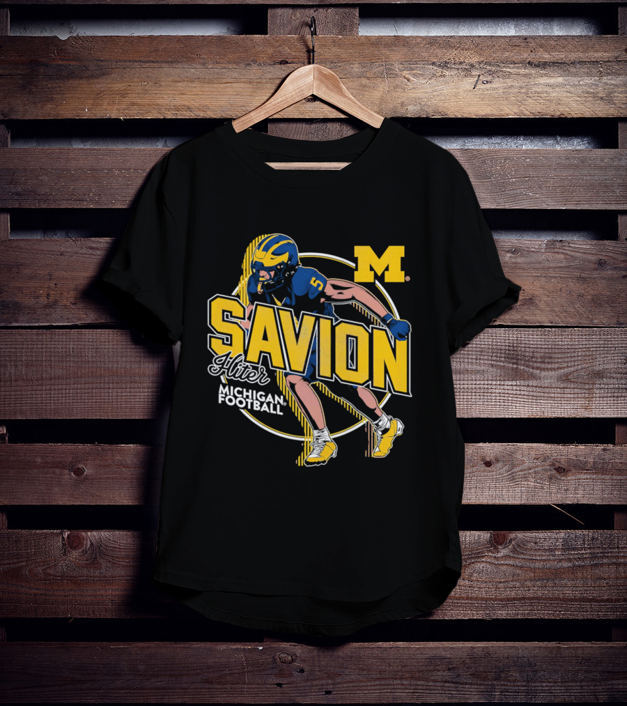 Michigan Wolverines Savion Hiter Number 5 Player Football M T-Shirt