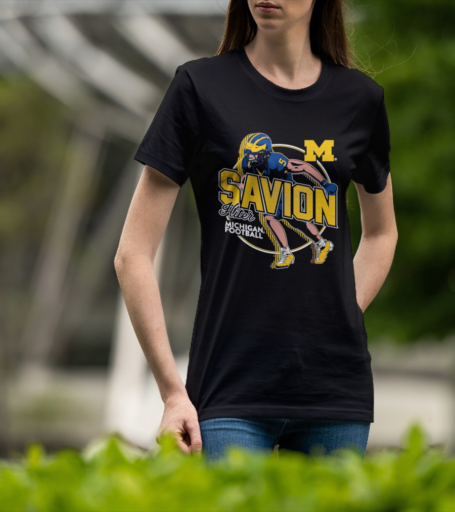 Michigan Wolverines Savion Hiter Number 5 Player Football M T-Shirt